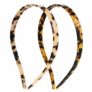 2 Pack Eyewear Headbands Comfortable Headbands for Women Acetic Acid Headband Designed for Eyewear Fashion Skinny Headbands(Tortoise,Amber)