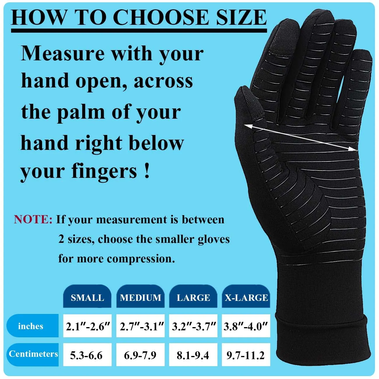 2 Pairs Copper Arthritis Gloves, Touch Screen Compression Gloves for Men Women, Full Finger Carpal Tunnel Glove for Typing, Hand Pain, RSI, Support Wrist and Hand Joint (Black, Medium (2 Pairs)) Black Medium (2 Pair)
