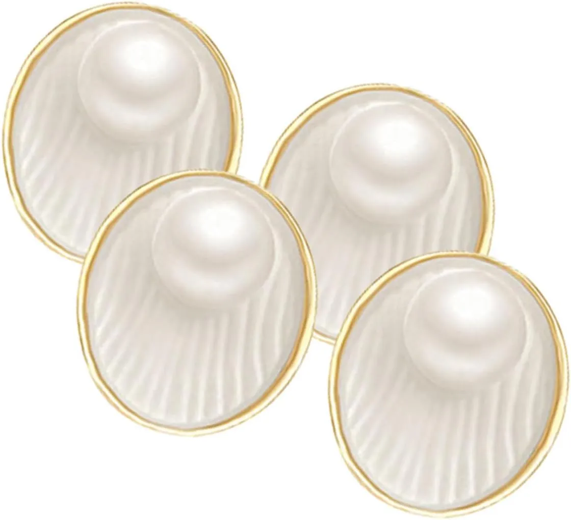 2 Pairs Geometric Earrings for Women Minimalist Style Artificial Pearls Studs Lightweight Ear Jewelry for Parties Weddings and