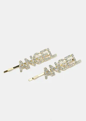 2-Piece Rhinestone "ANGEL" Hair Pins