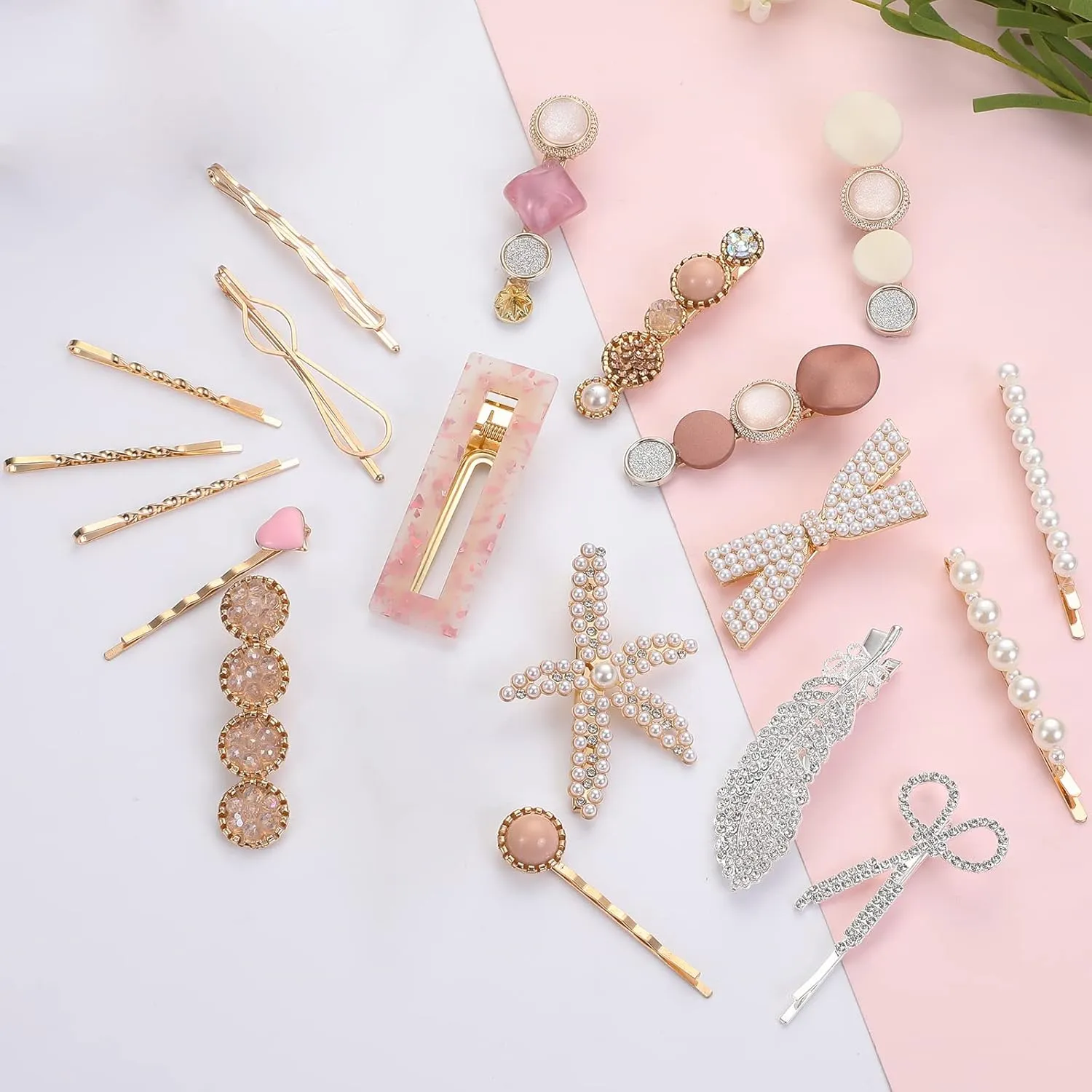 20 Pieces Pearl Hair Clips Set, Hair Barrettes Acrylic Resin Sweet Decorative Bobby Pins Hairpin Headwear Hair Accessories Headwear for Women and Girls…