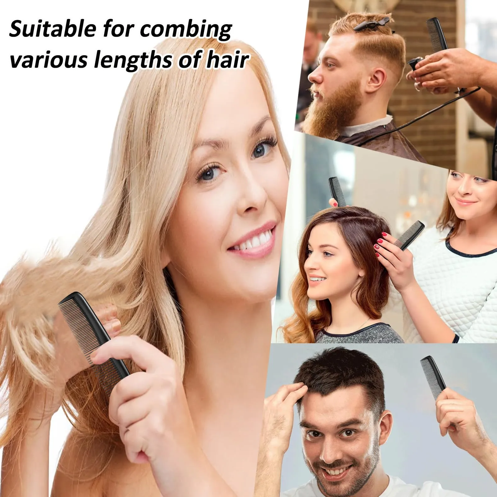 200 Aiofaervy Hair Combs in Bulk, Individually Wrapped 5 Inch Black Travel and Styling Combs for Women, Beard Combs for Men and Barber Supplies