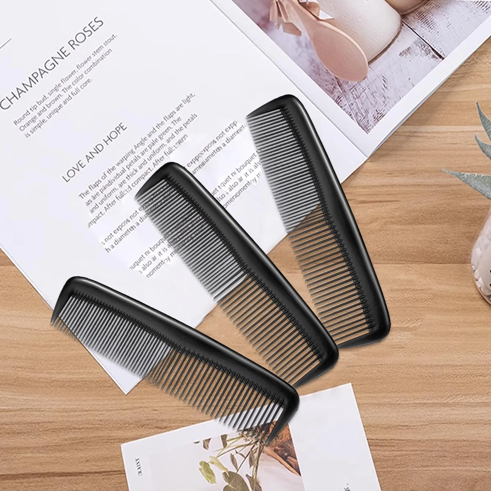 200 Aiofaervy Hair Combs in Bulk, Individually Wrapped 5 Inch Black Travel and Styling Combs for Women, Beard Combs for Men and Barber Supplies
