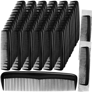 200 Aiofaervy Hair Combs in Bulk, Individually Wrapped 5 Inch Black Travel and Styling Combs for Women, Beard Combs for Men and Barber Supplies