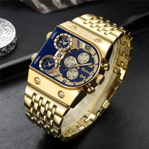 2022 Brand New Oulm Quartz Watches Men Military Waterproof Wristwatch Luxury Gold Stainless Steel Male Watch Relogio Masculino