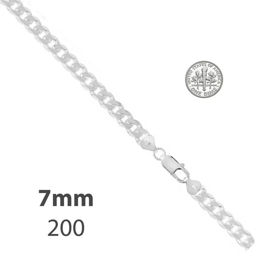 20" Sterling Silver Chain Curb Link Chain GD200 - Cadena Cubana - Wholesale