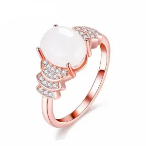 2.3ct Nephrite White Rhinestone Rose Gold Ring