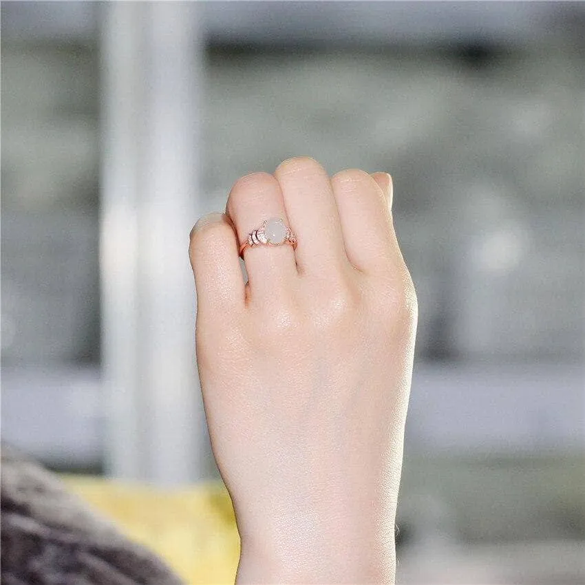 2.3ct Nephrite White Rhinestone Rose Gold Ring