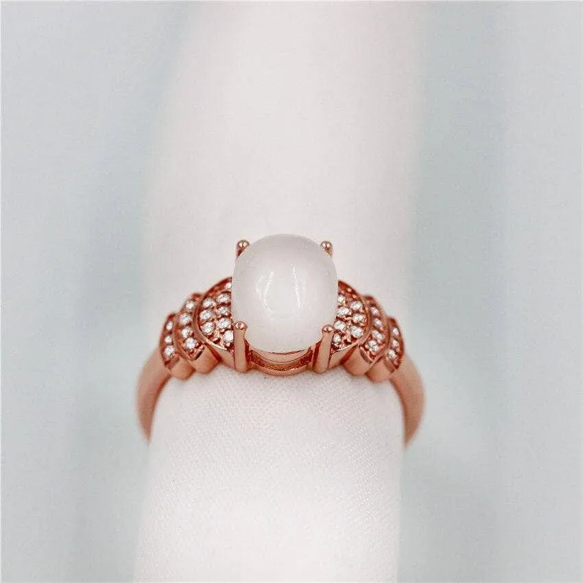 2.3ct Nephrite White Rhinestone Rose Gold Ring