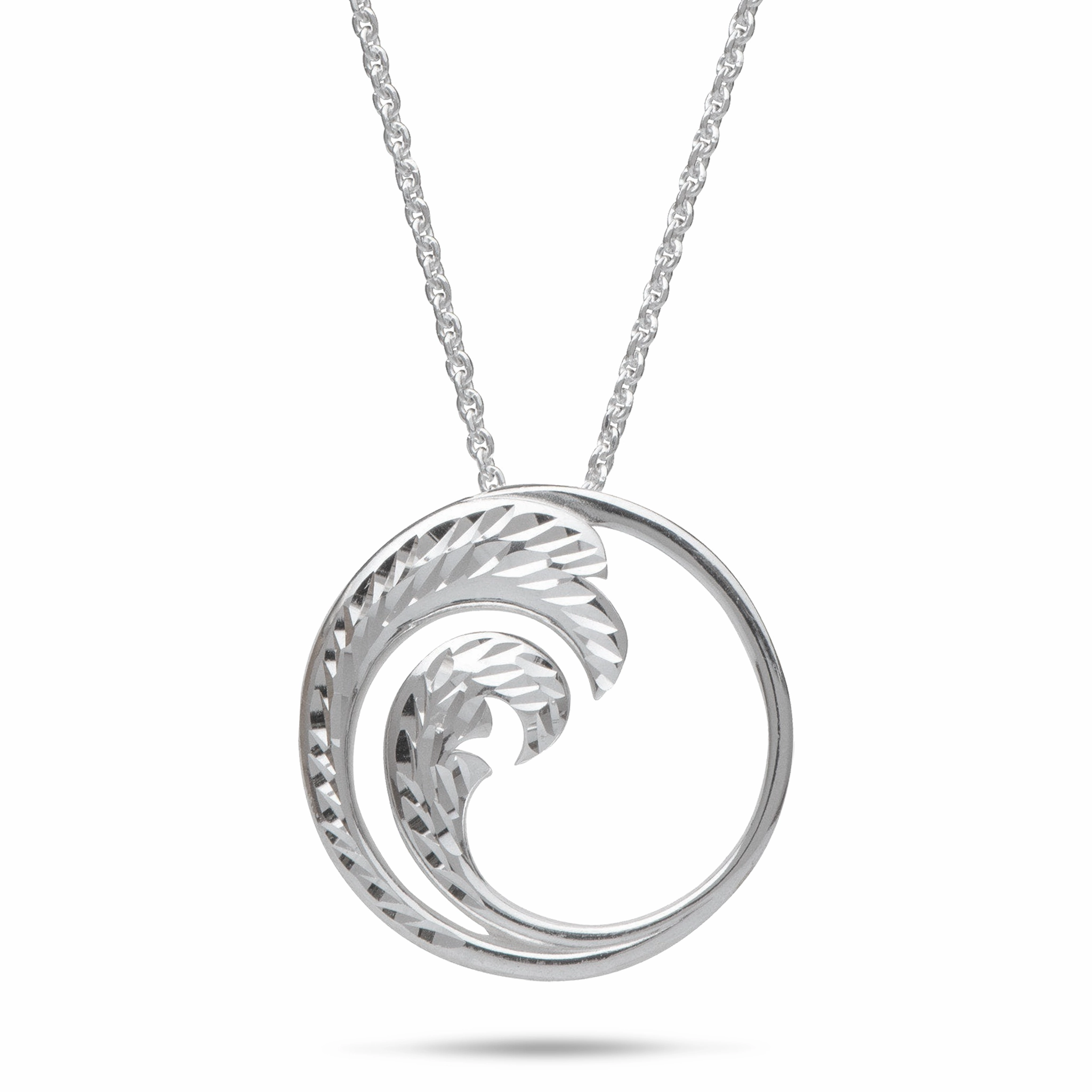 Evening Detail 24" Adjustable Nalu Pendant Necklace in Sterling Silver - 24mm