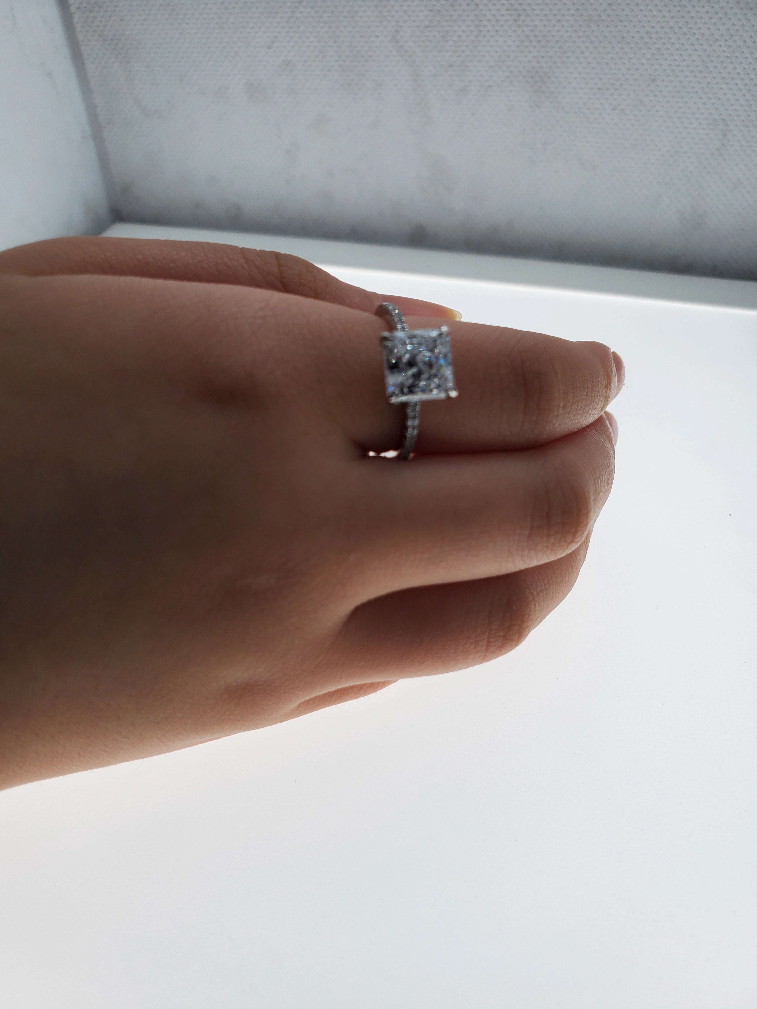 2.17ct Princess Cut Bridal Wedding Engagement Ring Diamond Simulated 925 Sterling Silver Anniversary Ring SKU:00149 Brilliant Design