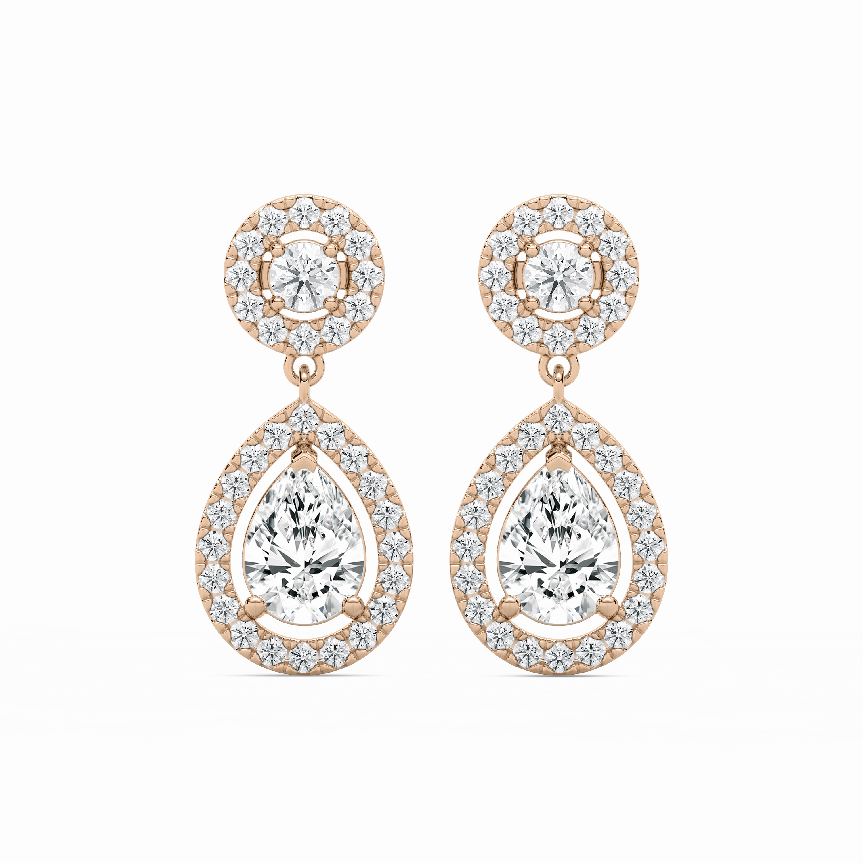 2 1/? ?ctw Pear and Round Lab Grown Diamond Double Halo Drop Earrings Grand Accent Industrial Ornament