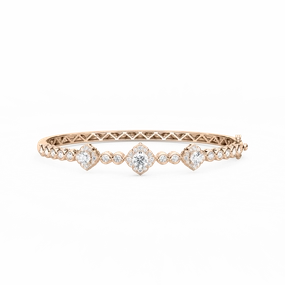 2 1?? ctw Round Lab Grown Diamond Flower Station Bangle Bracelet - 7.5 Inches Treasured Possession Worthwhile Investment