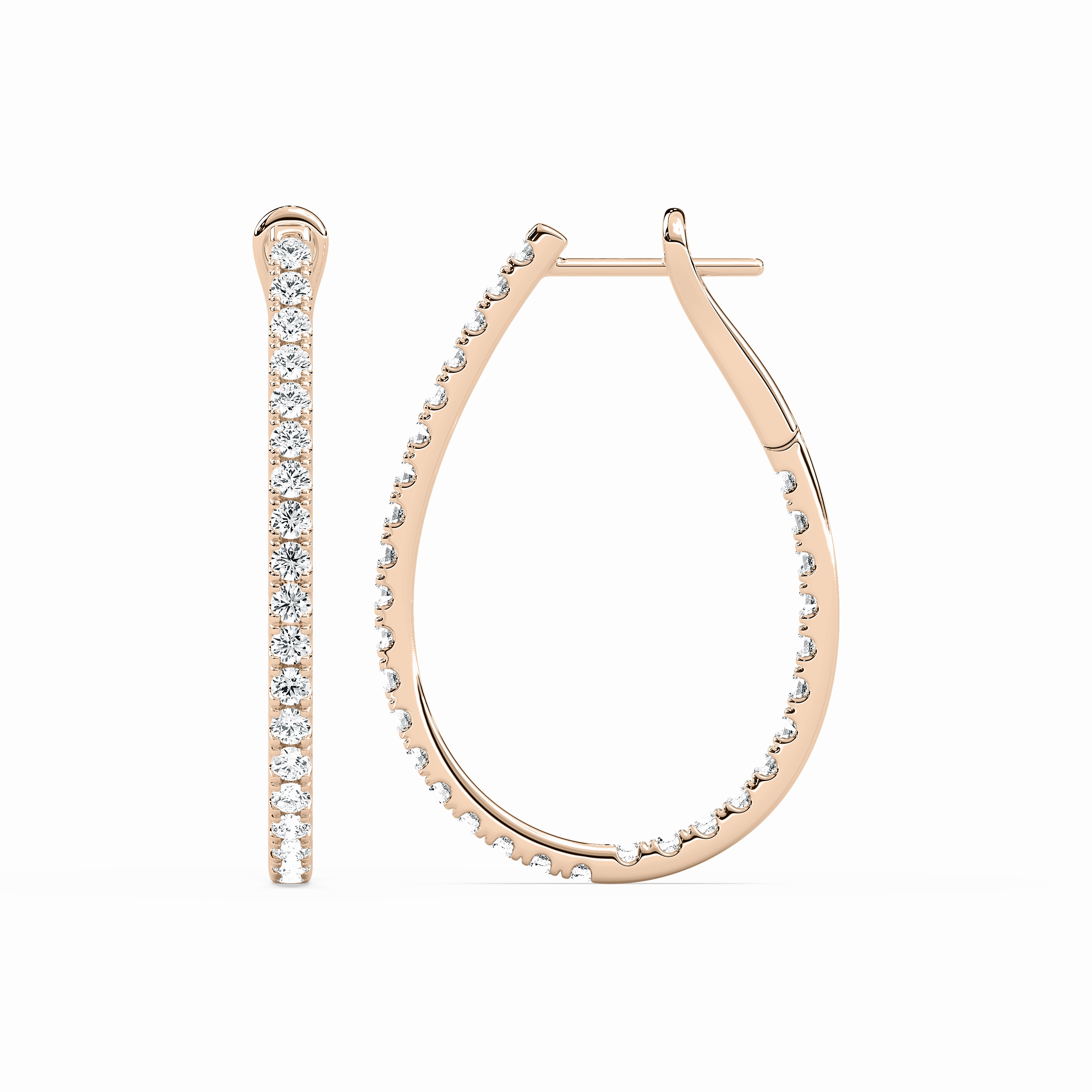 2 1?? ctw Round Lab Grown Diamond Pave Inside Out Hoop Earrings Lightweight Choice Gorgeous Selection