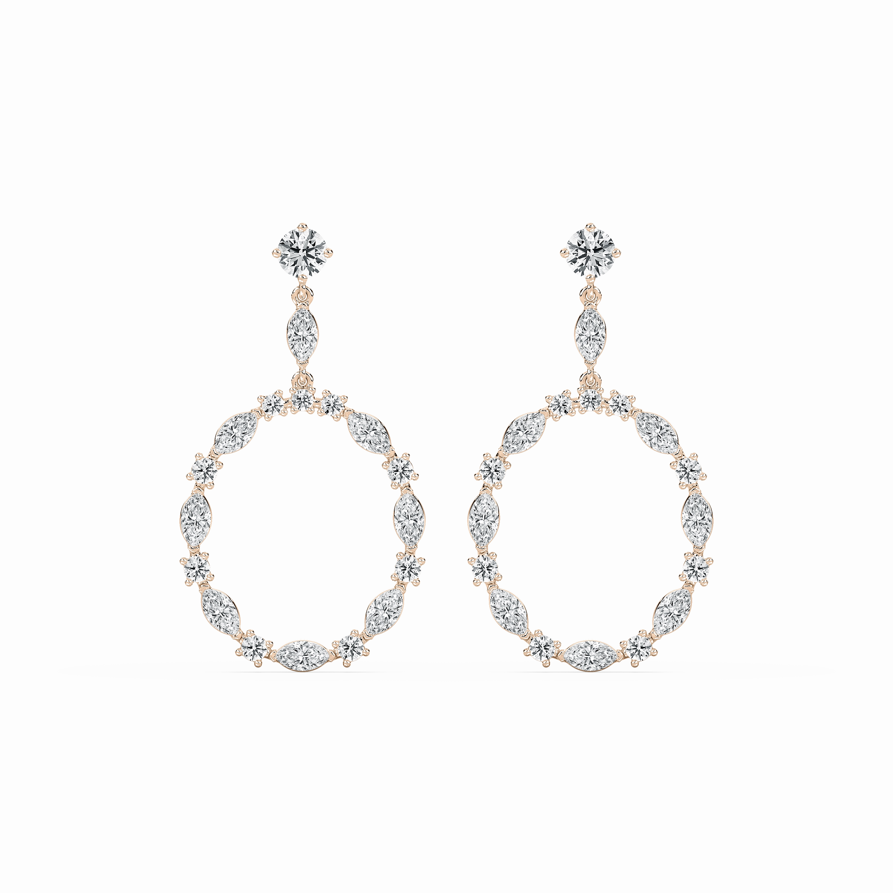 Wedding accessory 2 2?? ctw Marquise and Round Lab Grown Diamond Circle Drop Earrings