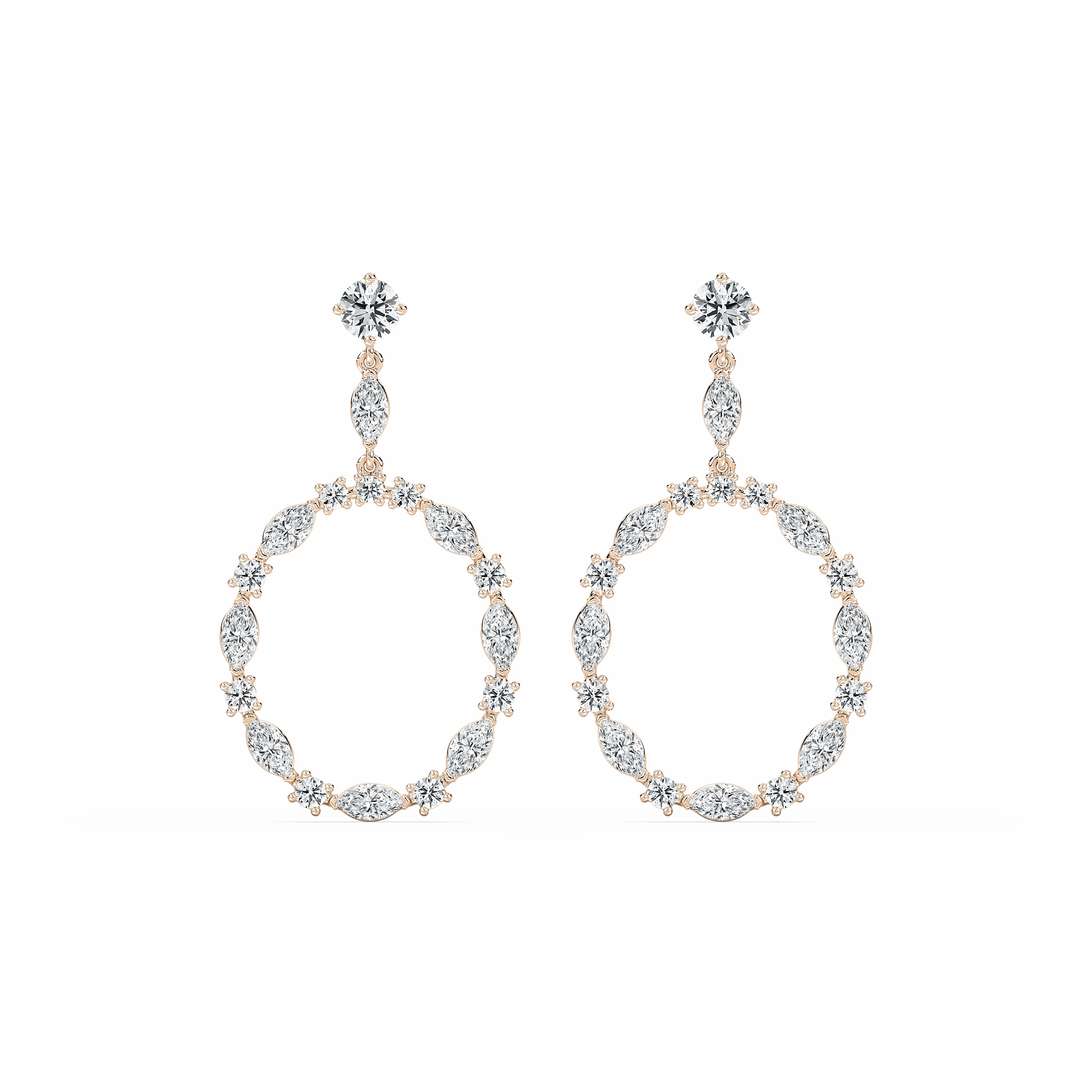 2 2?? ctw Marquise and Round Lab Grown Diamond Circle Drop Earrings Refined Aesthetic