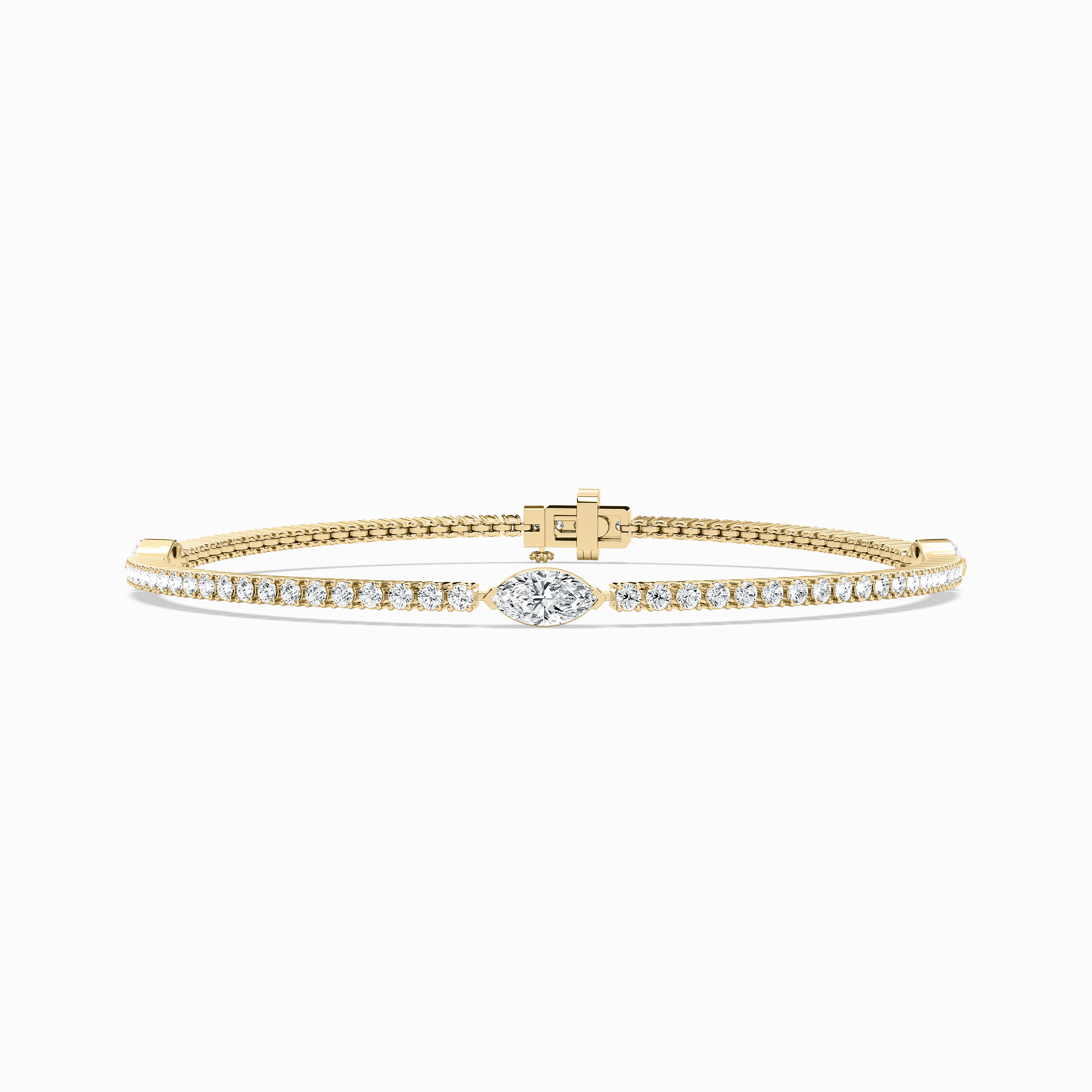 One-Size 2 2?? ctw Marquise Lab Grown Diamond Three Station Tennis Bracelet  - 7 Inches