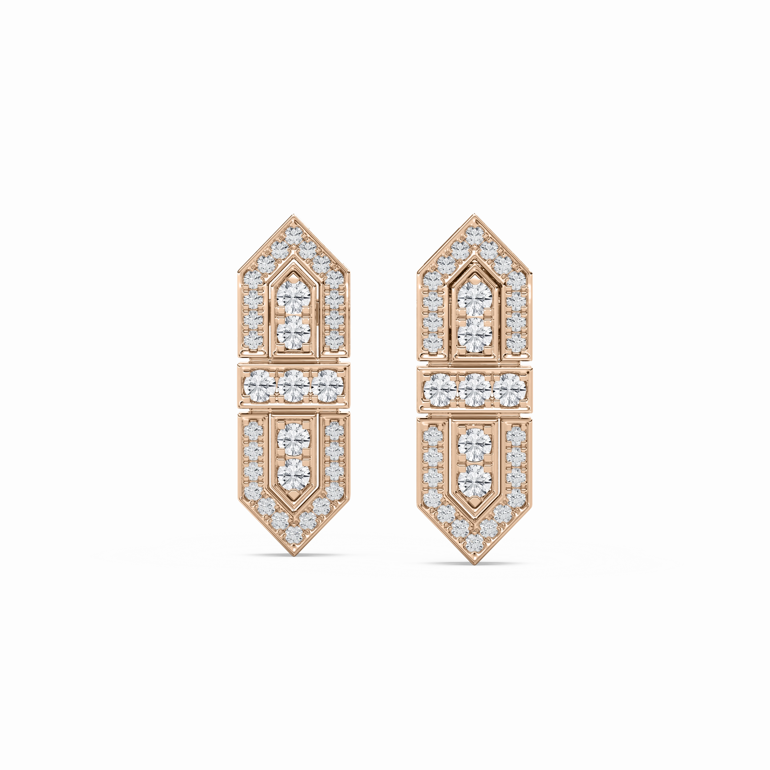 Retro Jewelry Neutral Adornment 2/3 ctw Round Lab Grown Diamond Art Deco Shield Earrings