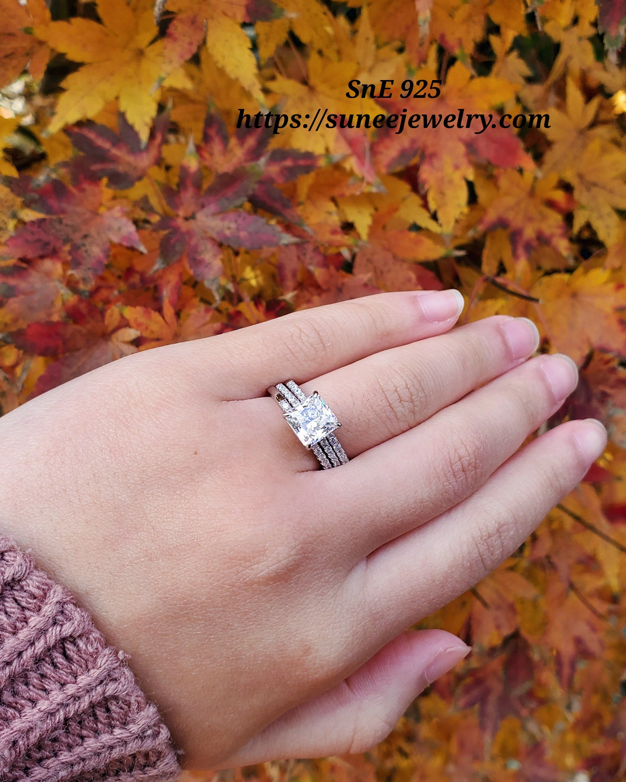 Trend Accent 2.5ct Princess Cut Bridal Wedding Engagement Ring Diamond Simulated 925 Sterling Silver Anniversary Ring SKU:00147