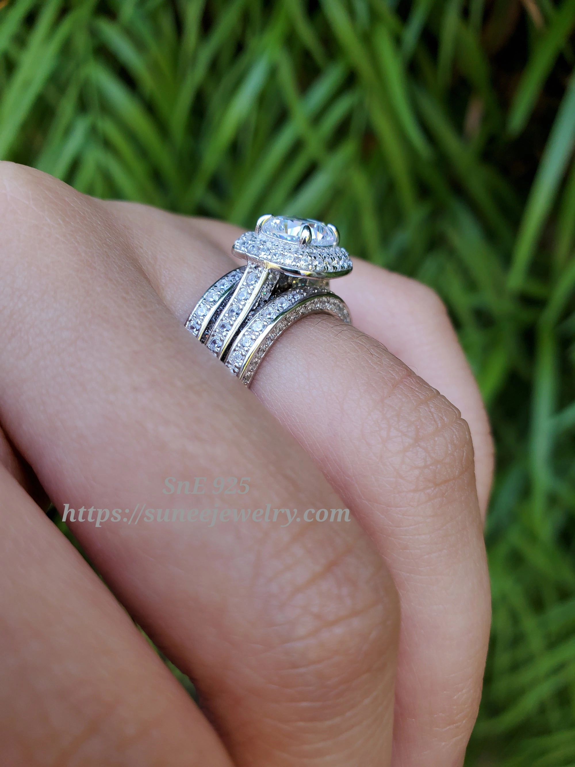 2.61ct Double Halo Cushion Cut with Heart Bridal Wedding Engagement Ring Diamond Simulated 925 Sterling Silver Anniversary Rings SKU:00234 Event Piece