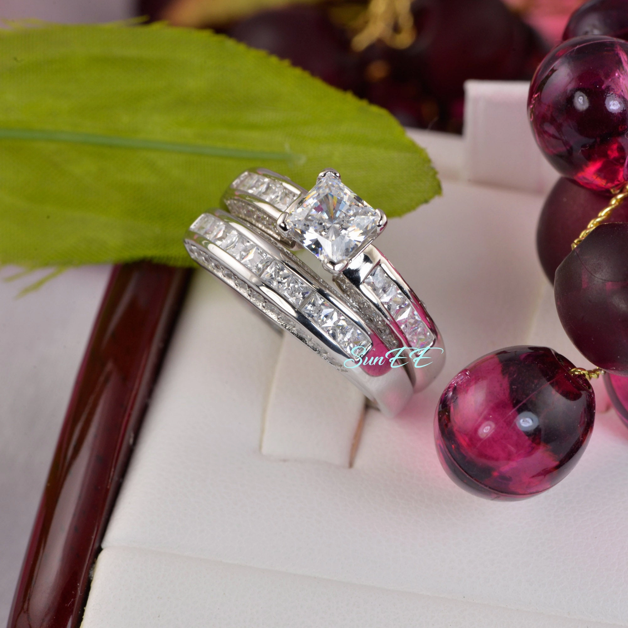 Superior Craftsmanship Delicate Item 2.75ct Princess Cut Bridal Wedding Engagement Ring Diamond Simulated 925 Sterling Silver Anniversary Ring SKU:00138