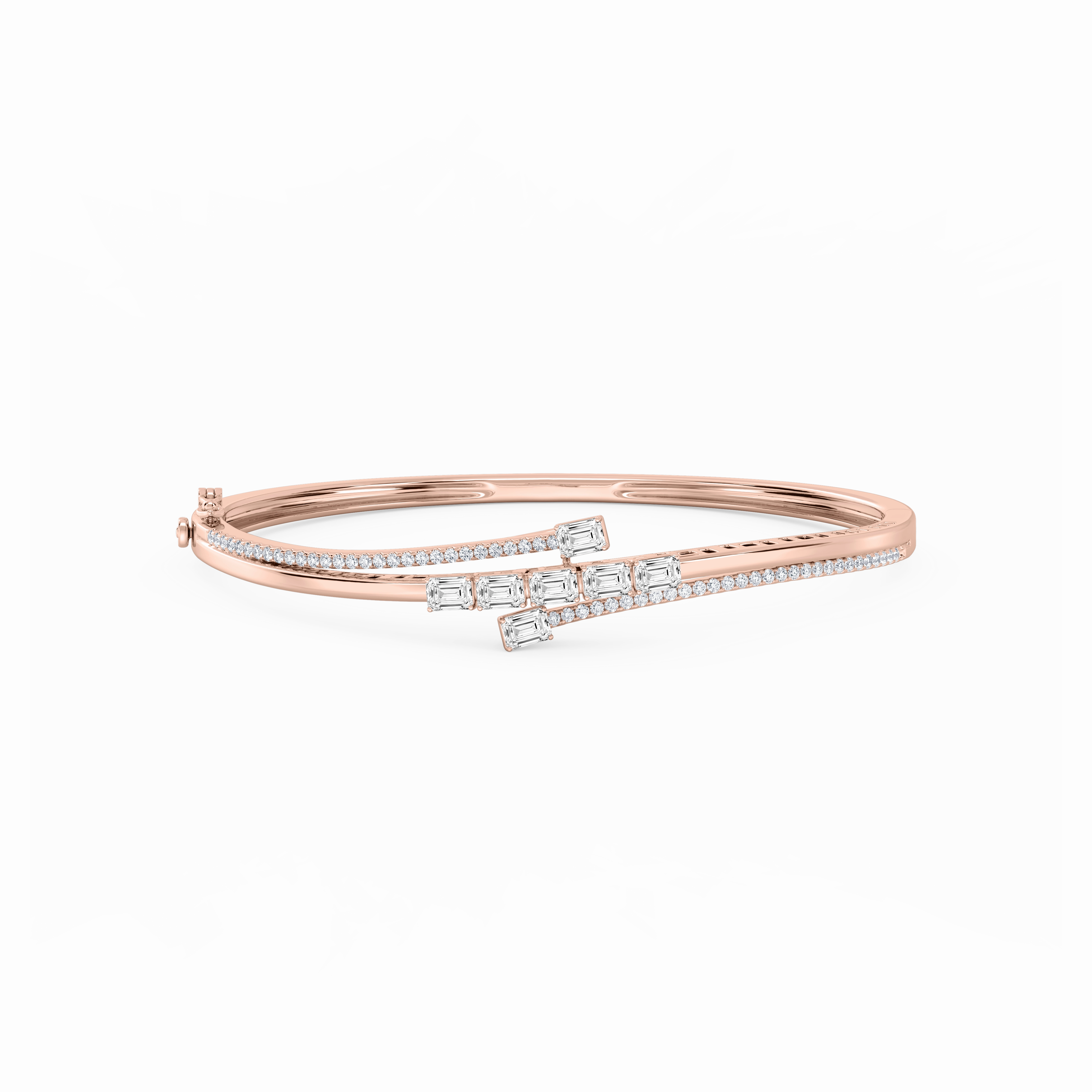 2 ? ctw Emerald and Round Lab Grown Diamond Bypass Bangle Bracelet  - 7.25 Inches Clear Combinations Now Trending