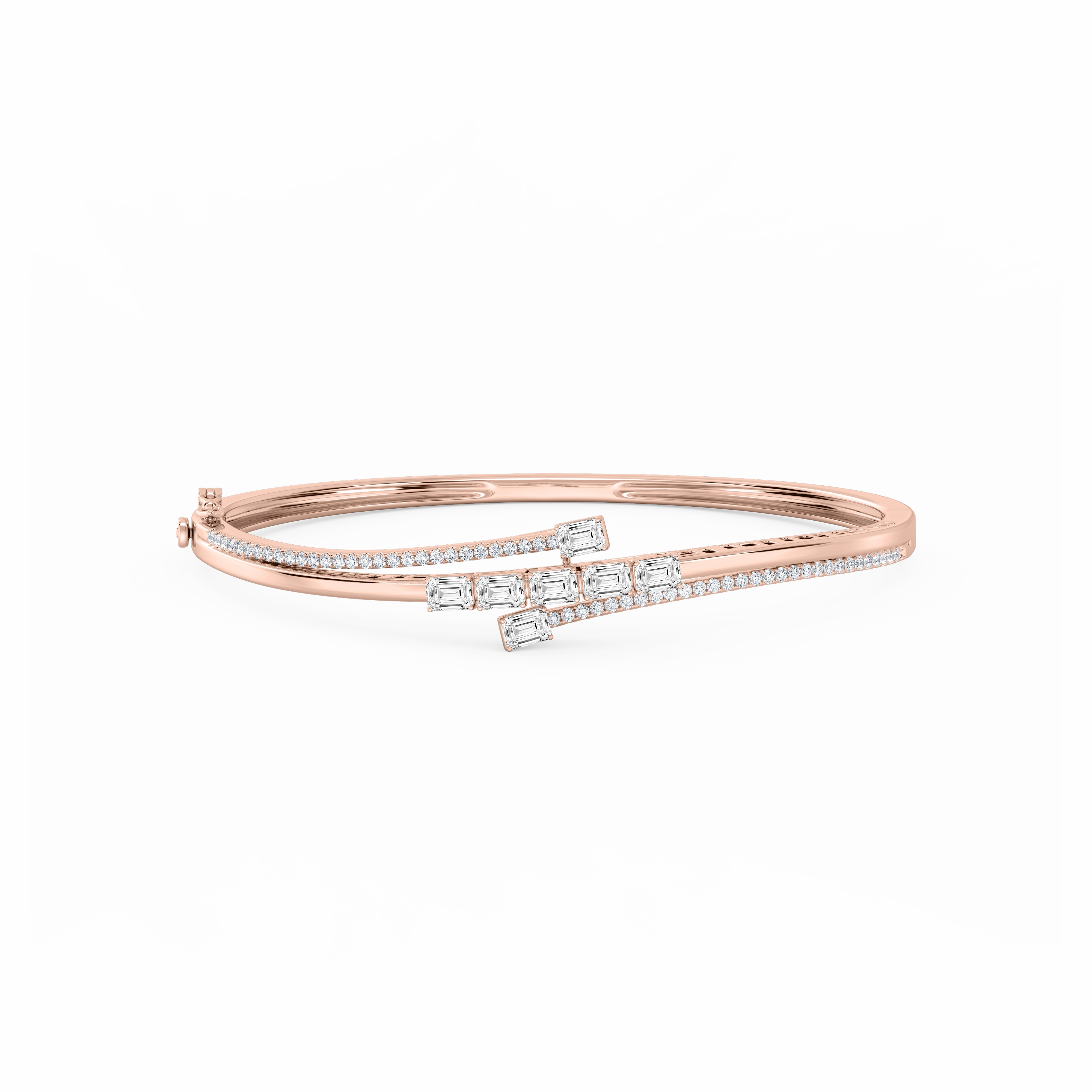 Extensive Collection 2 ? ctw Emerald and Round Lab Grown Diamond Bypass Bangle Bracelet  - 7.25 Inches