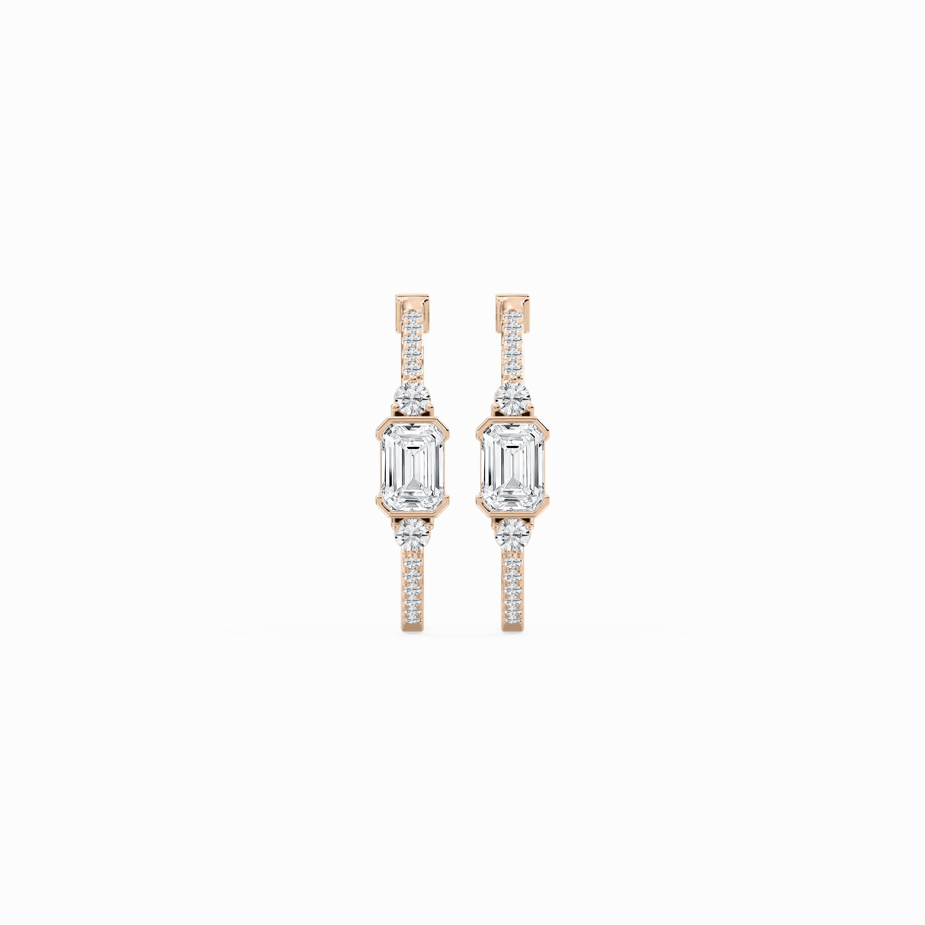 Colorful Decoration Graceful Product 2 ? ctw Emerald and Round Lab Grown Diamond Petite Hoop Earrings