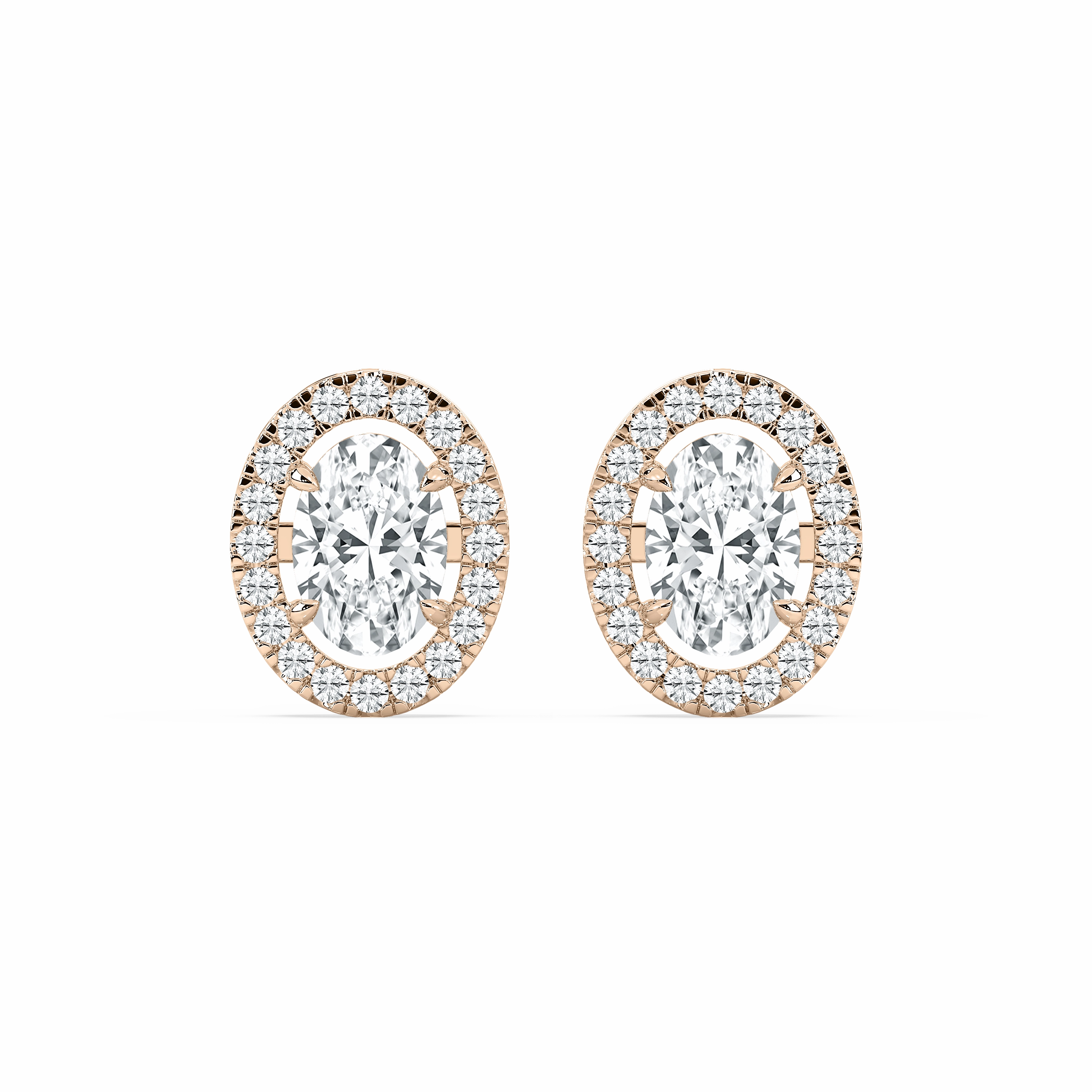 Substantial Piece 2 ? ctw Oval Lab Grown Diamond Halo Stud Earrings