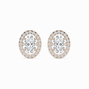 Substantial Piece 2 ? ctw Oval Lab Grown Diamond Halo Stud Earrings