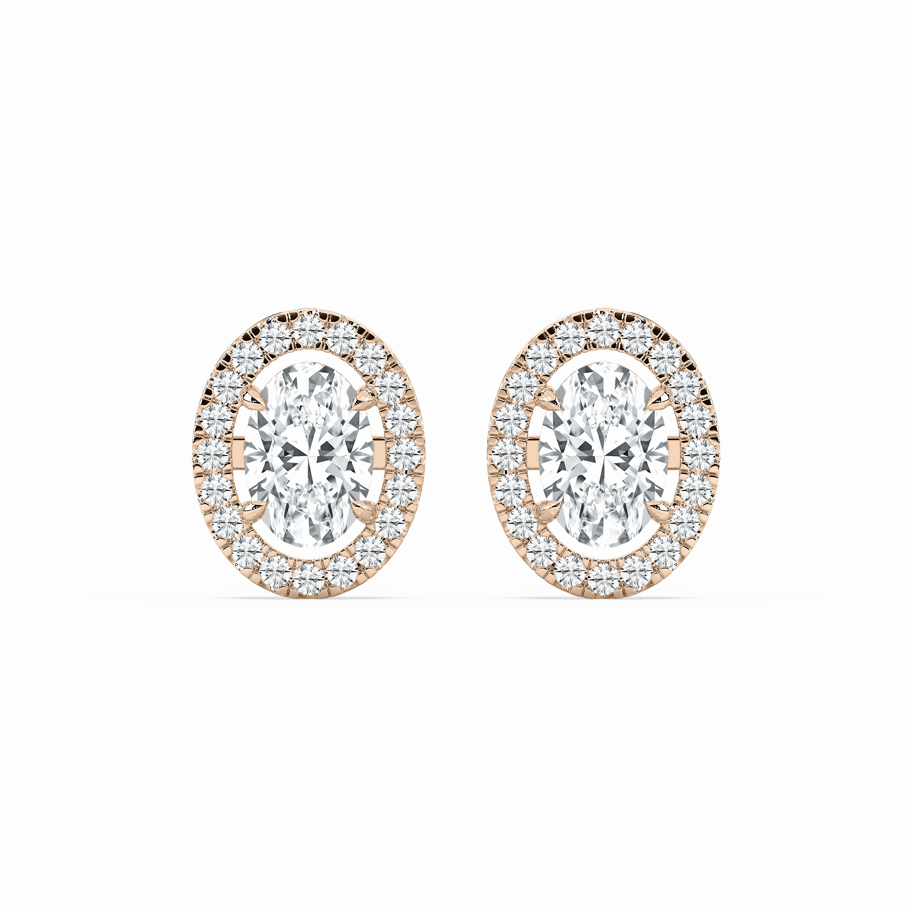 2 ? ctw Oval Lab Grown Diamond Halo Stud Earrings Adorable Ornament Beautiful Decor