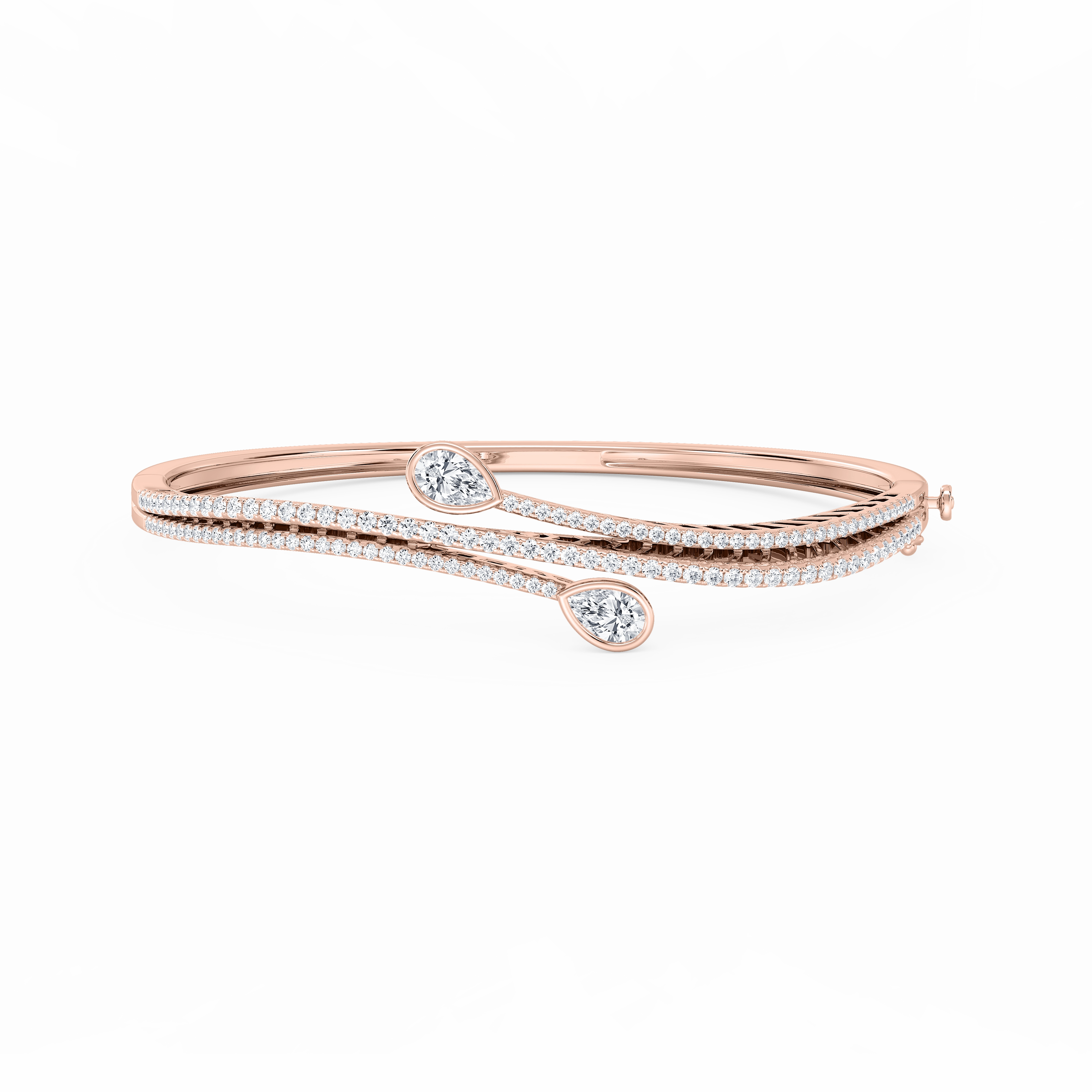 2 ? ctw Pear and Round Lab Grown Diamond Bypass Bangle Bracelet  - 7.25 Inches Borderless Mixes Current Moment