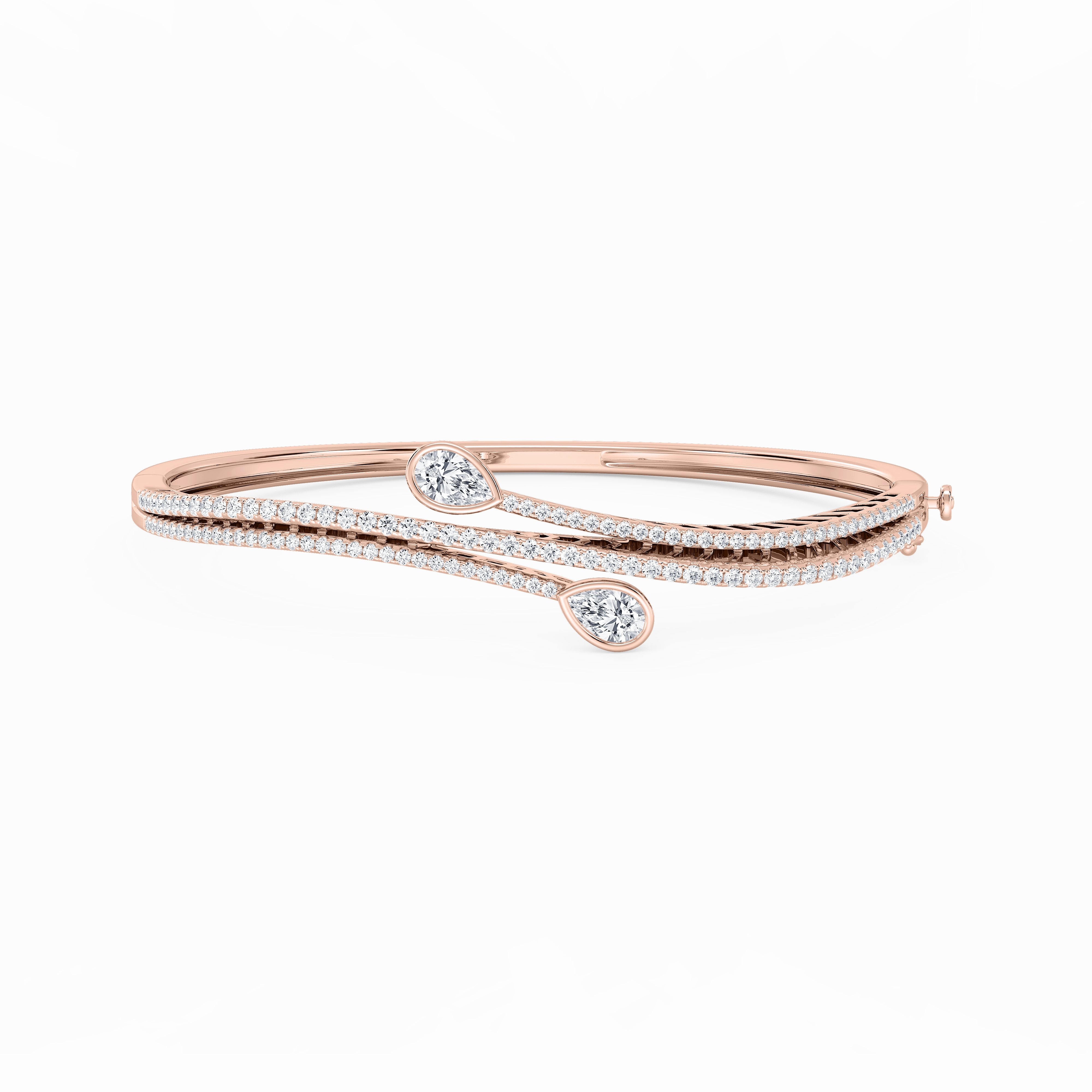 2 ? ctw Pear and Round Lab Grown Diamond Bypass Bangle Bracelet  - 7.25 Inches Final Vision Properly Priced