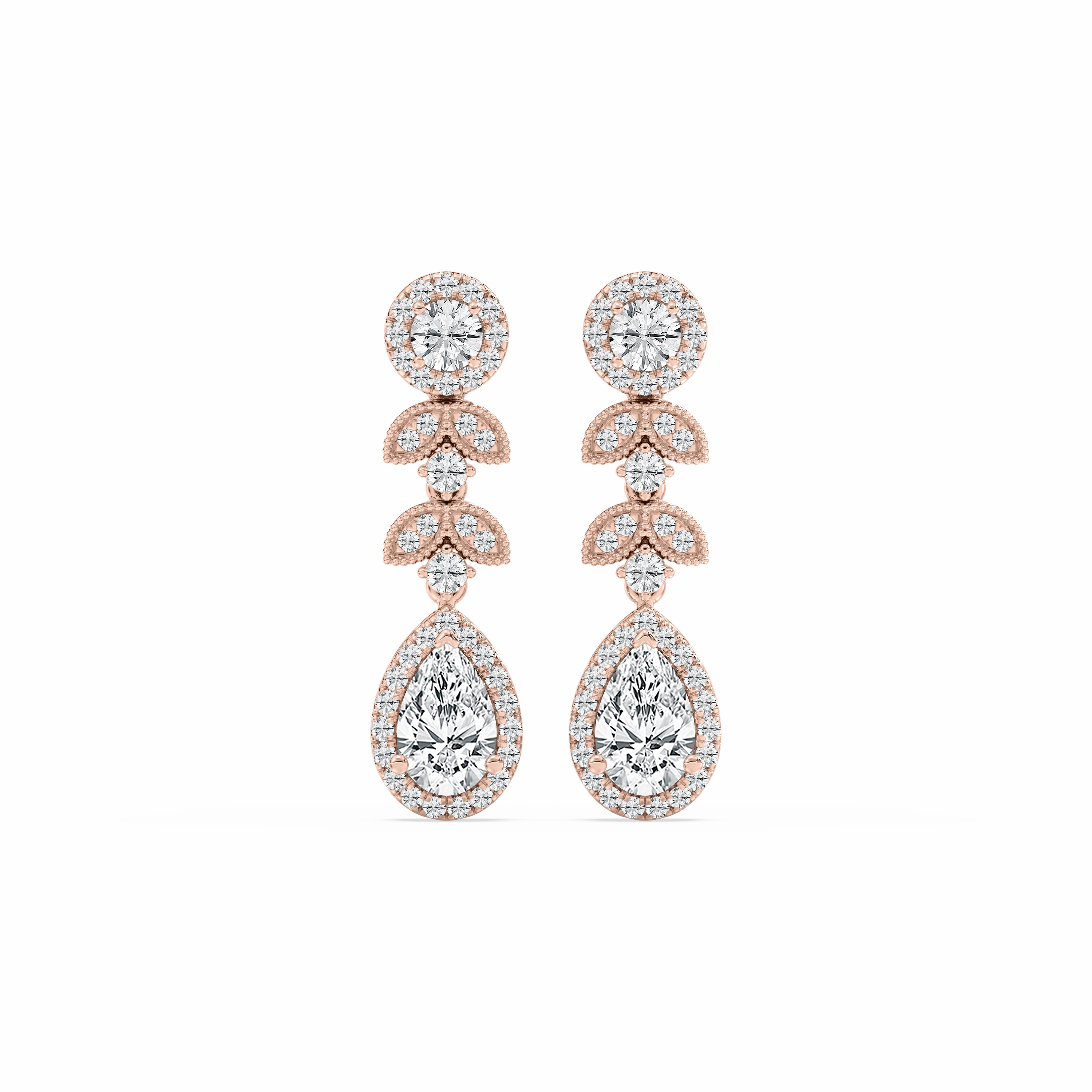 Pastel Embellishment Unique Must-Have 2 ? ctw Pear and Round Lab Grown Diamond Chain Drop Earrings