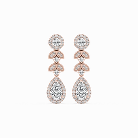 Modern Accent 2 ? ctw Pear and Round Lab Grown Diamond Chain Drop Earrings