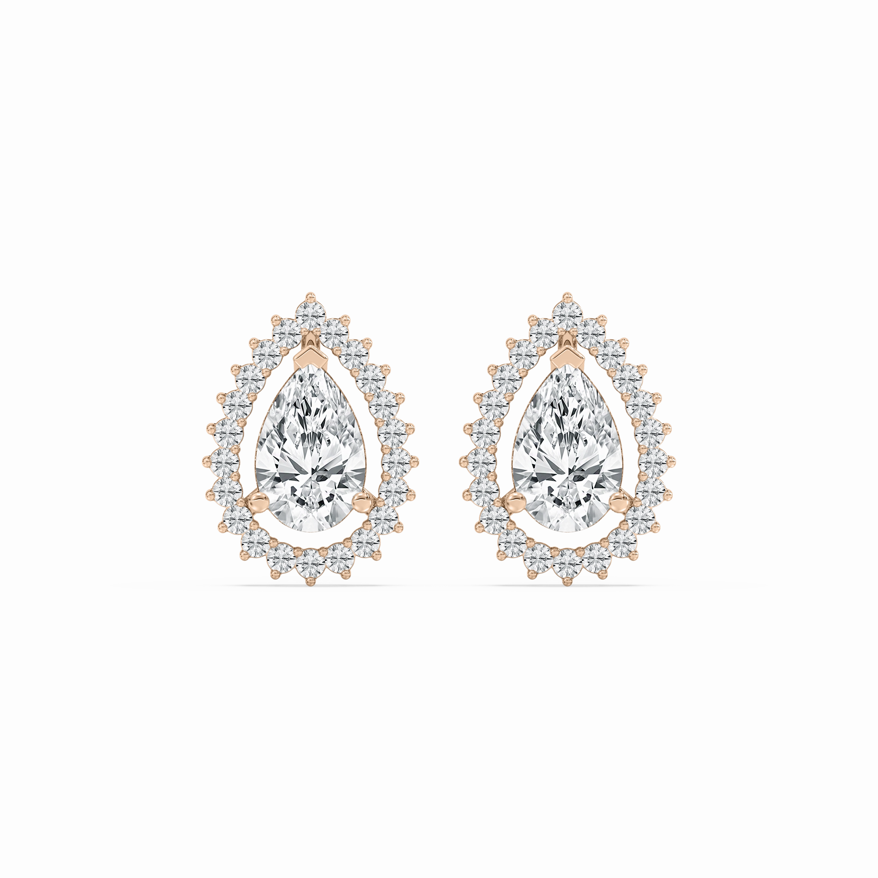 Unique Decor 2 ? ctw Pear and Round Lab Grown Diamond Halo Stud Earrings