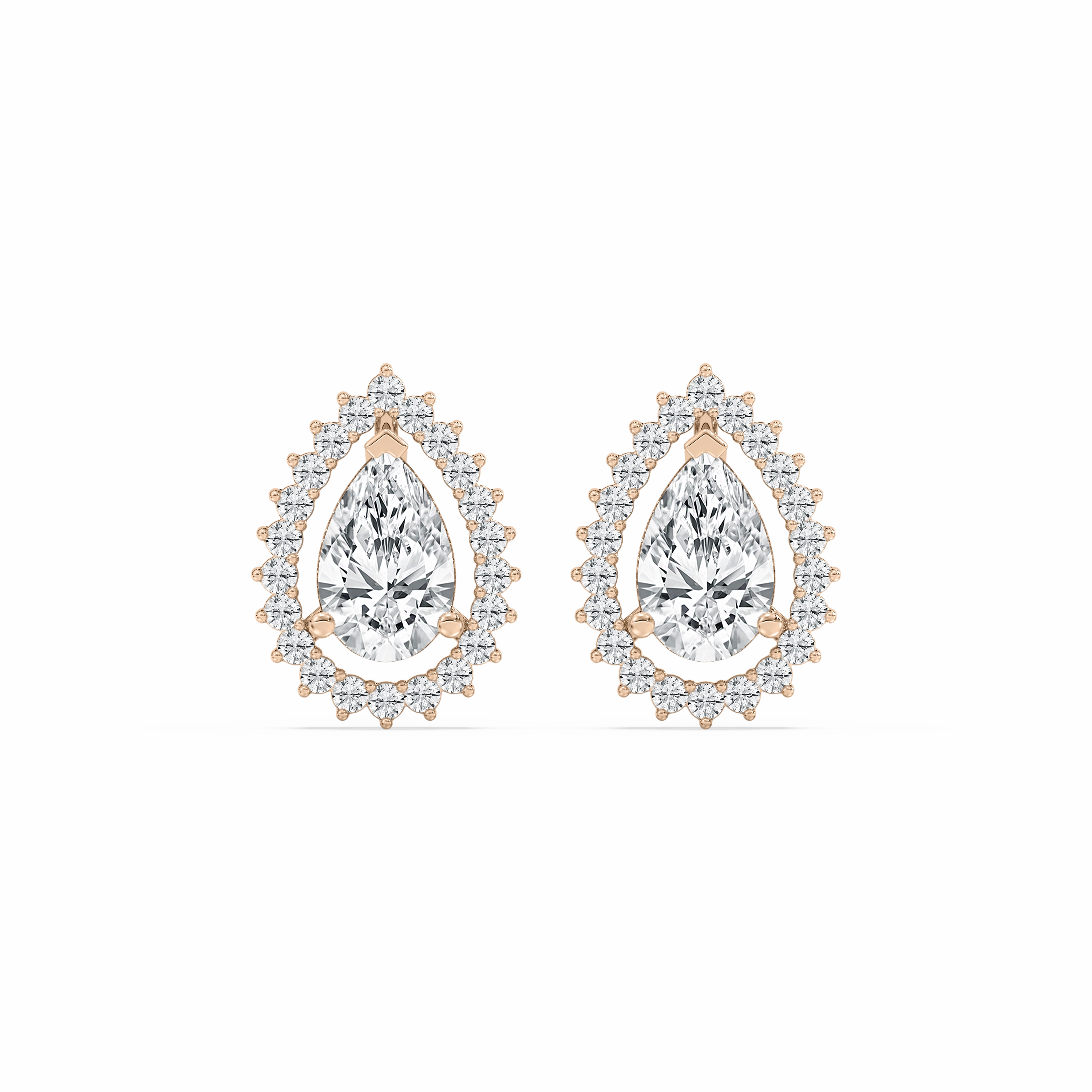 Minimalist Must-Have Dainty Decoration 2 ? ctw Pear and Round Lab Grown Diamond Halo Stud Earrings