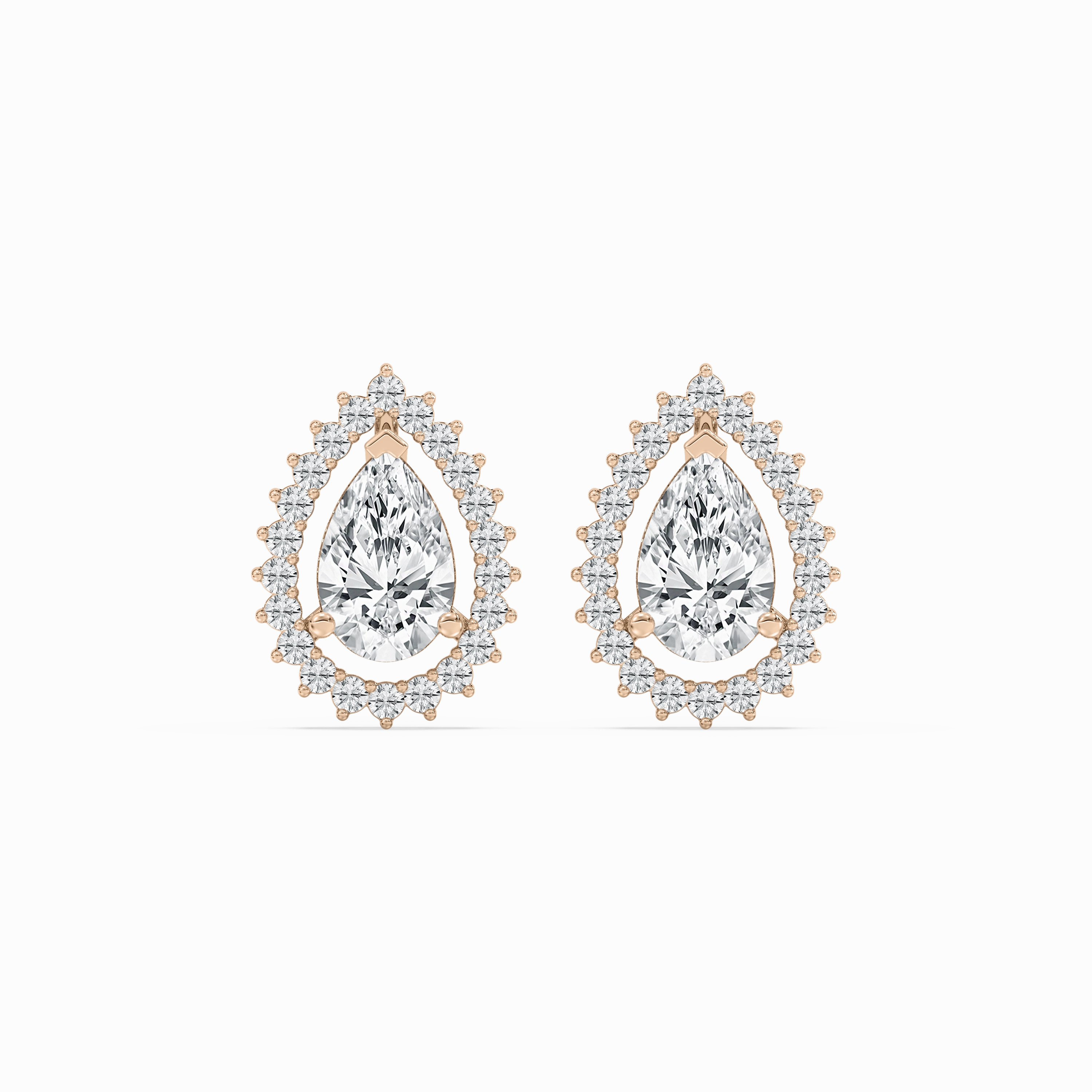 Decorative Feature Gorgeous style 2 ? ctw Pear and Round Lab Grown Diamond Halo Stud Earrings