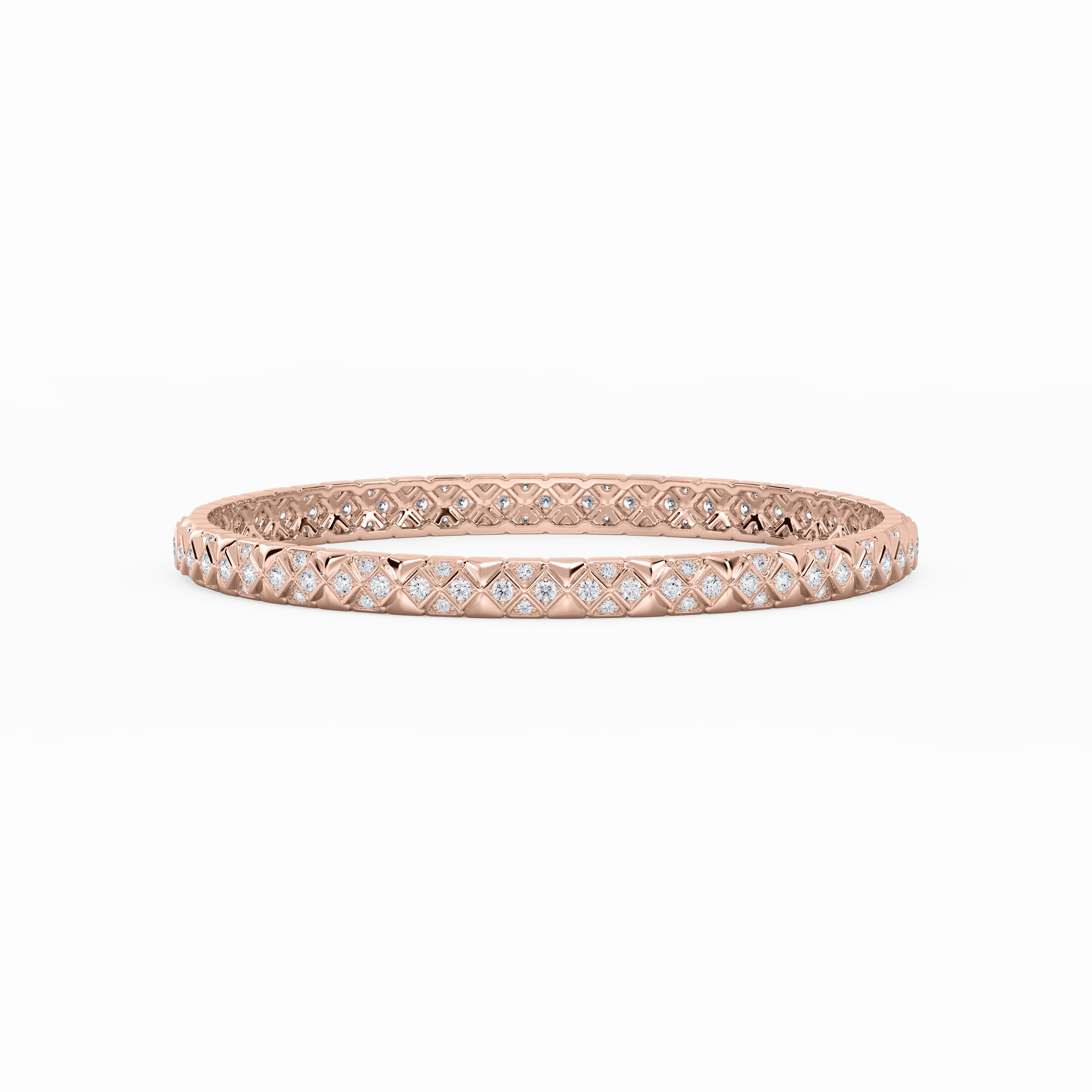 All-Inclusive Mixes 2 ? ctw Round Lab Grown Diamond Textured Mosaic Bangle Bracelet  - 7.25 Inches
