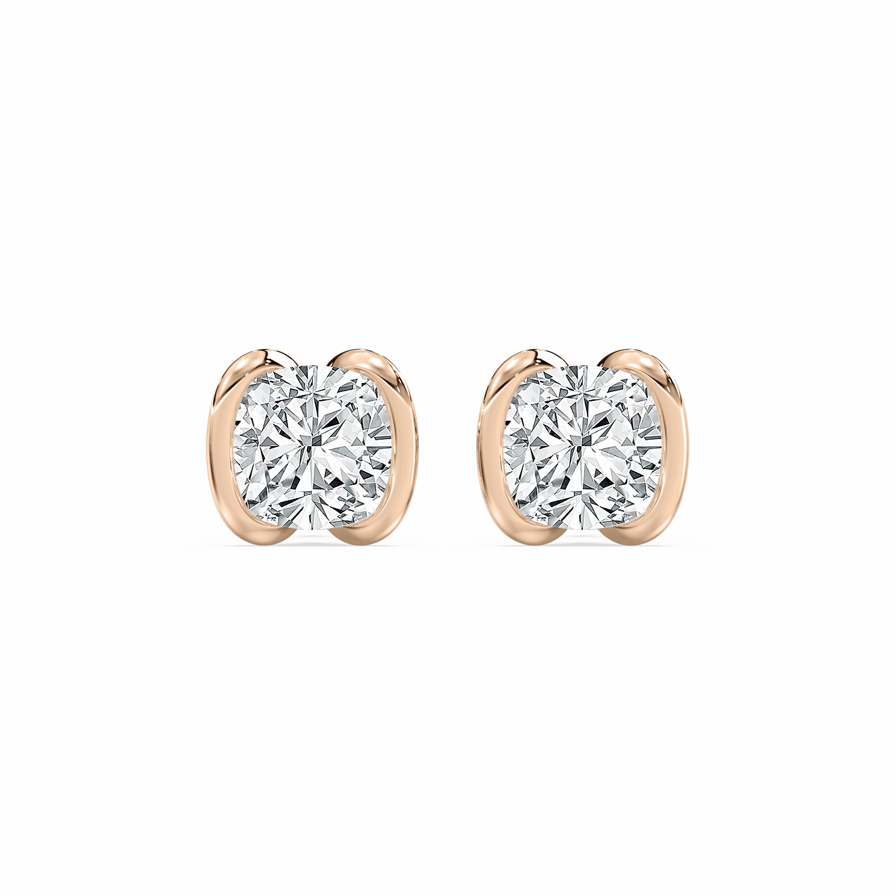 Beautiful Trinket Night Accessory 2 ctw Cushion Lab Grown Diamond Half Bezel Stud Earrings
