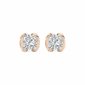 Beautiful Trinket Night Accessory 2 ctw Cushion Lab Grown Diamond Half Bezel Stud Earrings