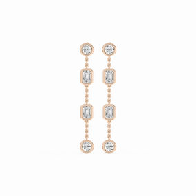 2 ctw Emerald and Round Lab Grown Diamond Station Dangle Earrings Vintage Accent Sophisticated Look