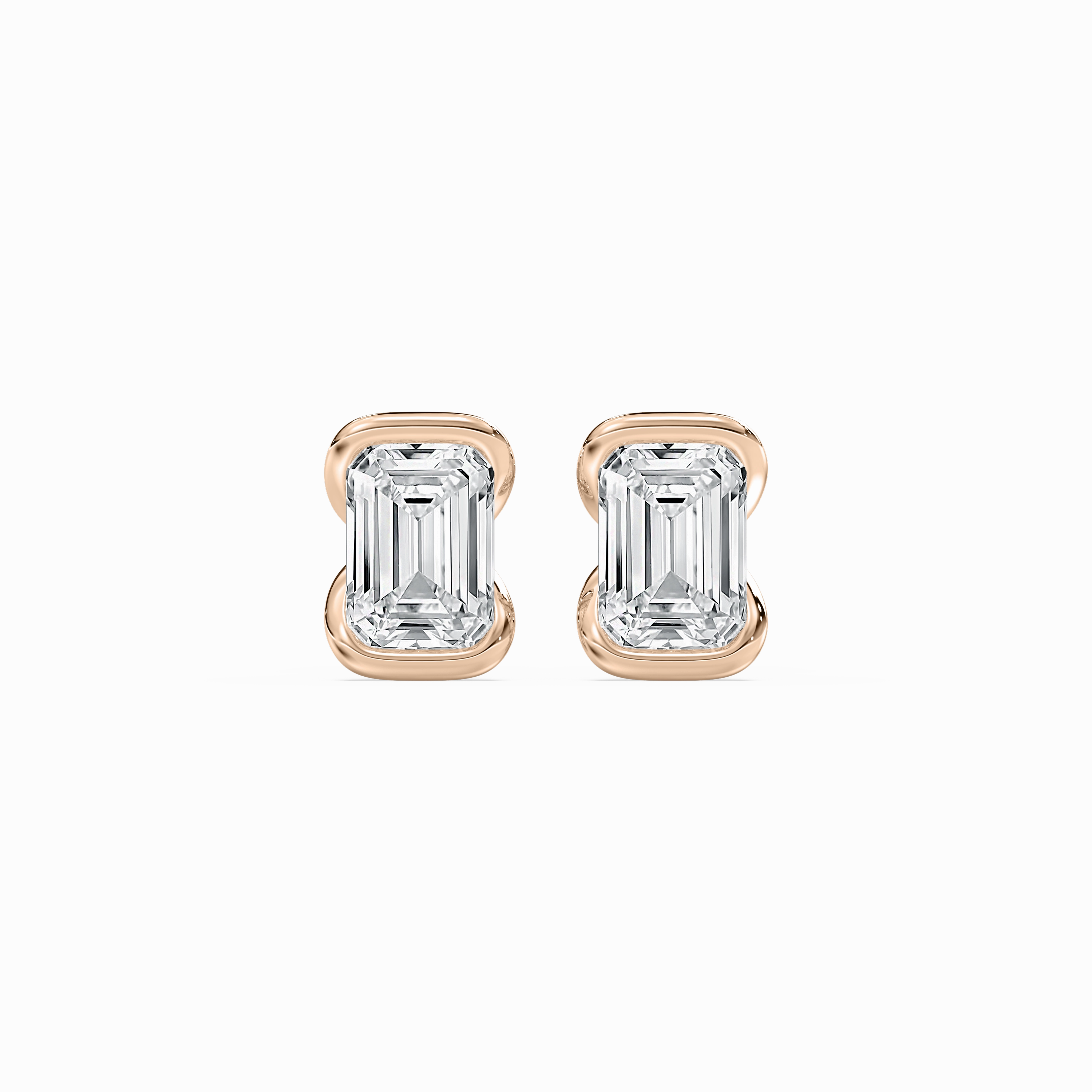 Grand Accent 2 ctw Emerald Lab Grown Diamond Half Bezel Stud Earrings