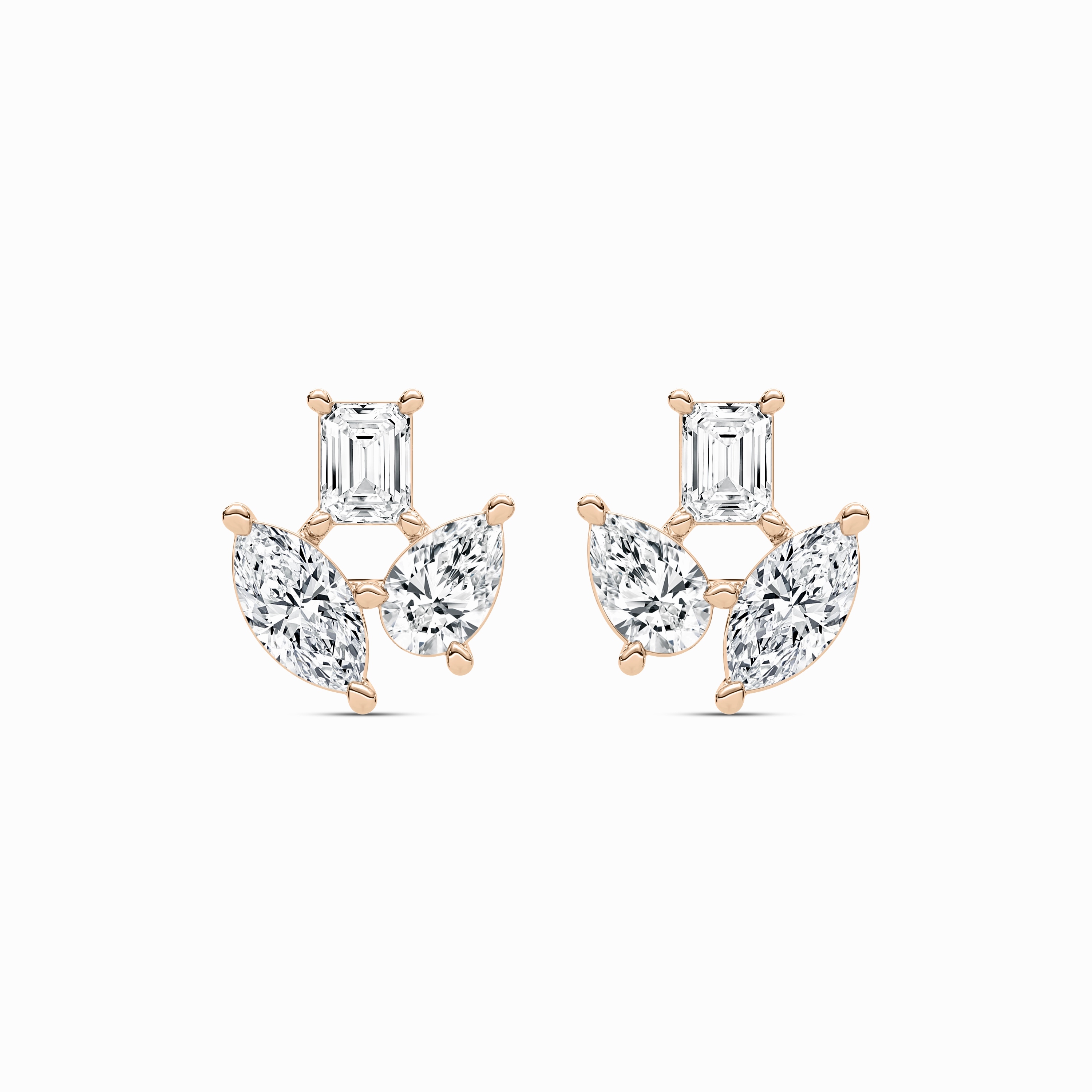2 ctw Emerald, Marquise, and Pear  Lab Grown Diamond Trio Stud Earrings Social Piece Corporate Adornment