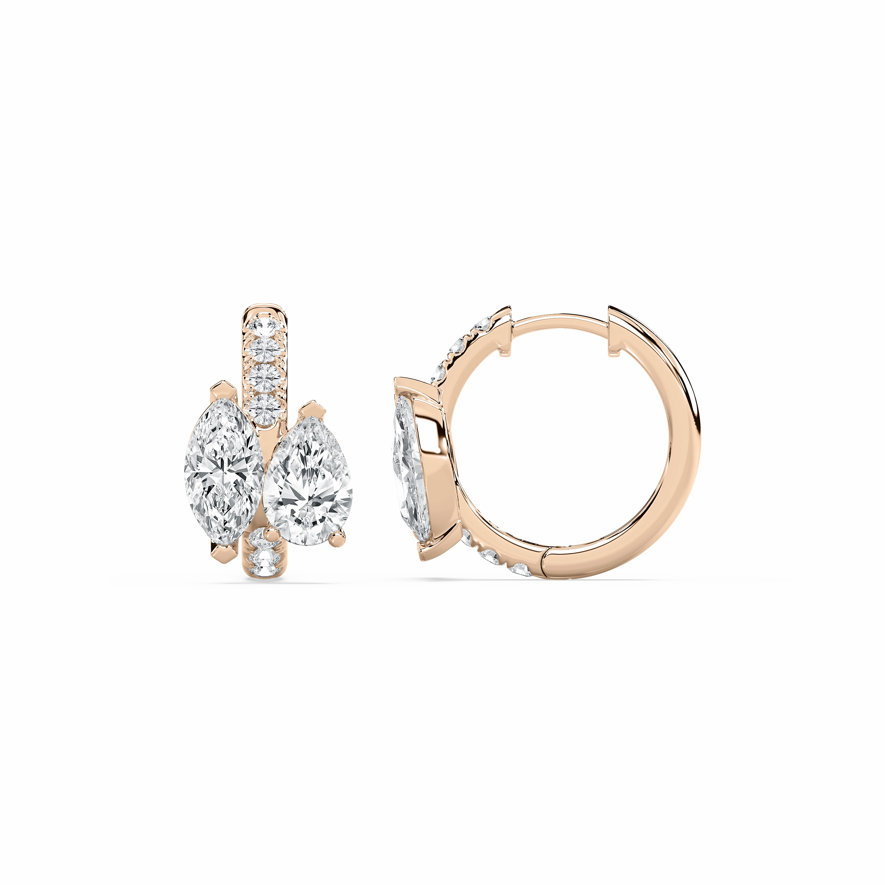 Radiant Piece Contemporary Product 2 ctw Lab Grown Diamond Toi et Moi Hoop Earrings