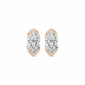 2 ctw Marquise Lab Grown Diamond Half Bezel Stud Earrings Trendy Decor