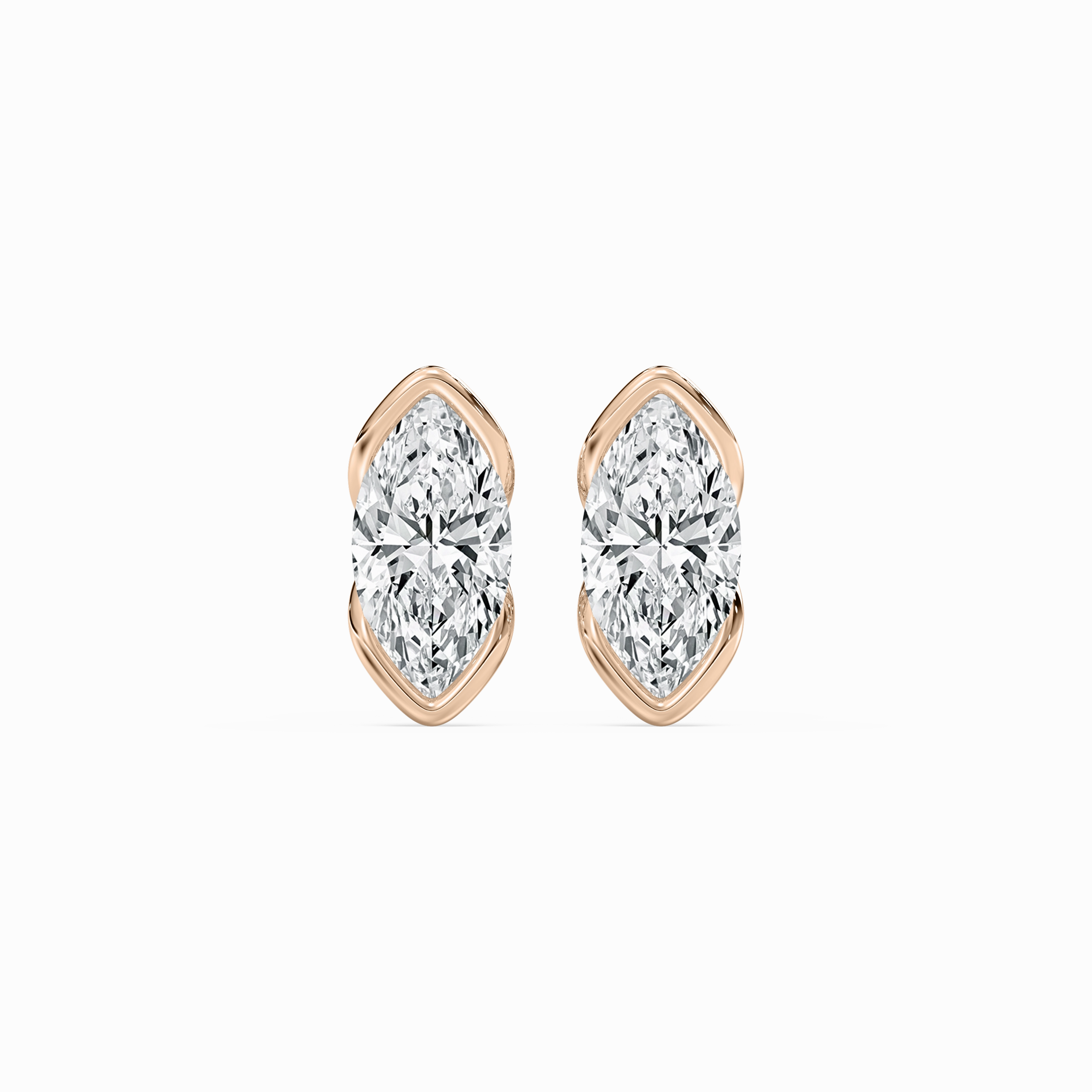 Classic Item Beautiful Appearance 2 ctw Marquise Lab Grown Diamond Half Bezel Stud Earrings