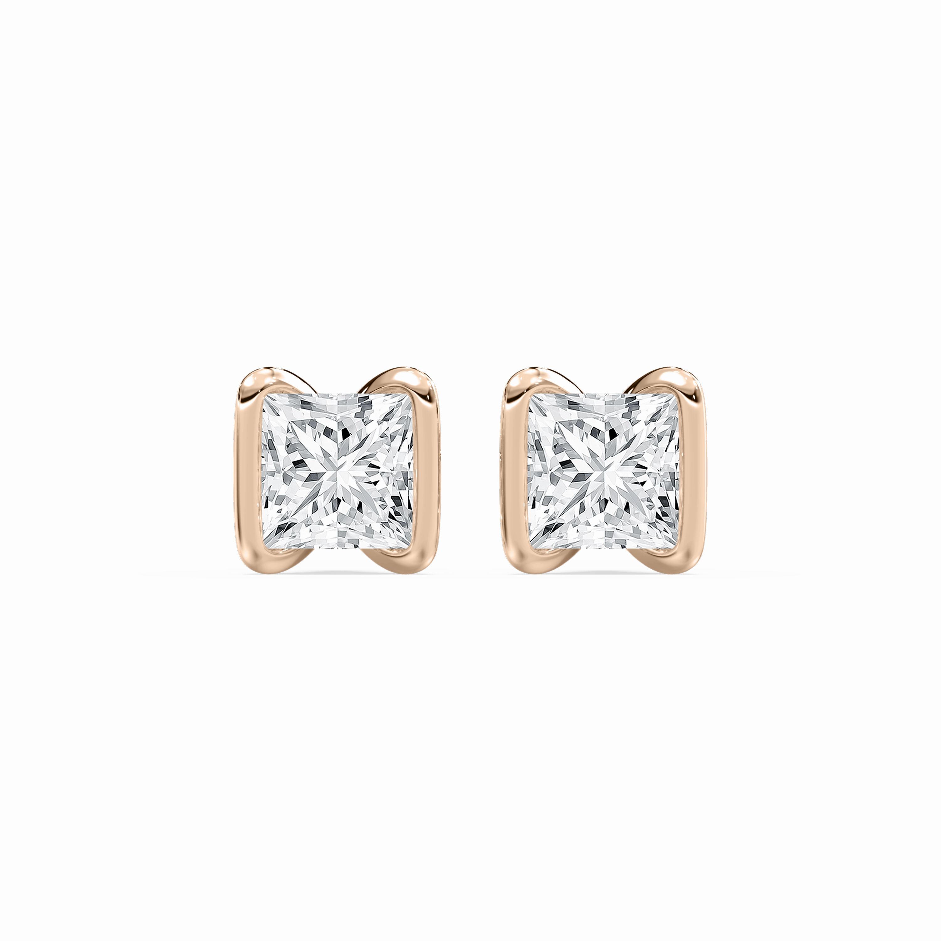 Daily Piece 2 ctw Princess Lab Grown Diamond Half Bezel Stud Earrings