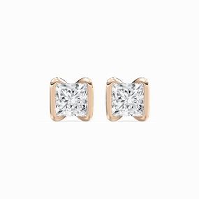 Daily Piece 2 ctw Princess Lab Grown Diamond Half Bezel Stud Earrings