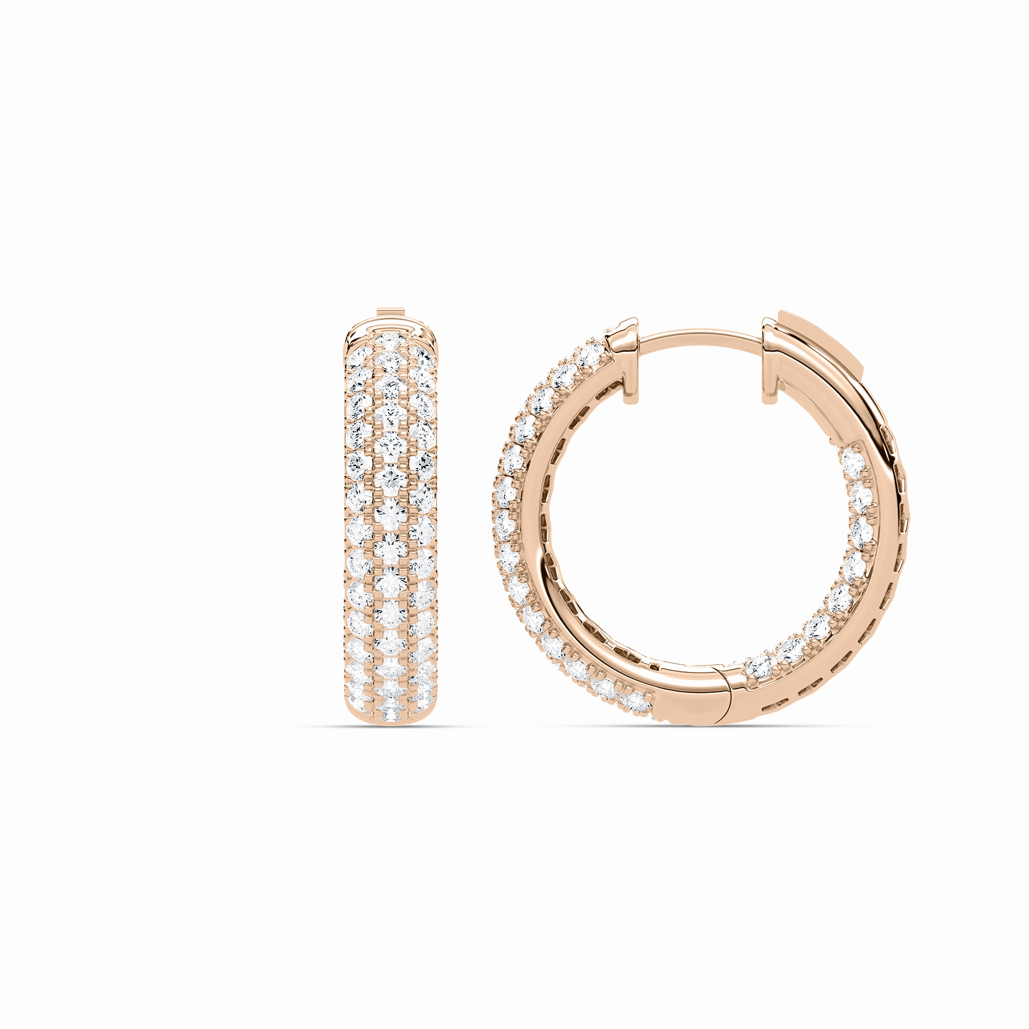 Minimalist Detail Matte Item 2 ctw Round Lab Grown Diamond Pav?? Huggie Hoop Earrings